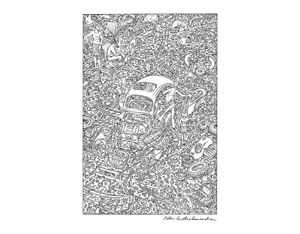VW Peter Aschwanden Exploded Rabbit Extra Large T-Shirt - Free Tech Help